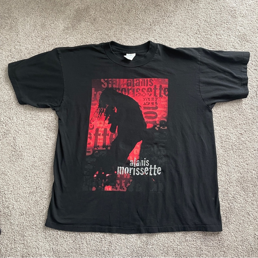 Vintage 90s Alanis Morissette Tour T-Shirt Single Stitch Black band tee / XL 23”